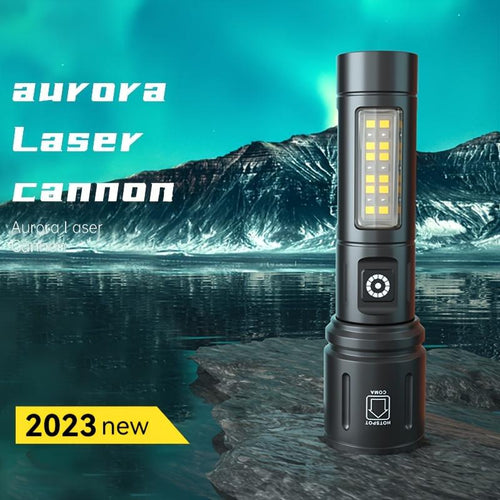 LED Rechargeable Flashlight Multifunctional Outdoor Portable Zoomable Torch for Outdoor Camping Hiking Fishing
