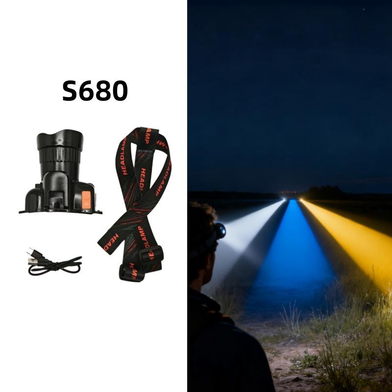 Super Bright LED Headlamp Zoomable White/yellow/blue/red Rechargeable Headlight Suitable for Outdoor Fishing Camping