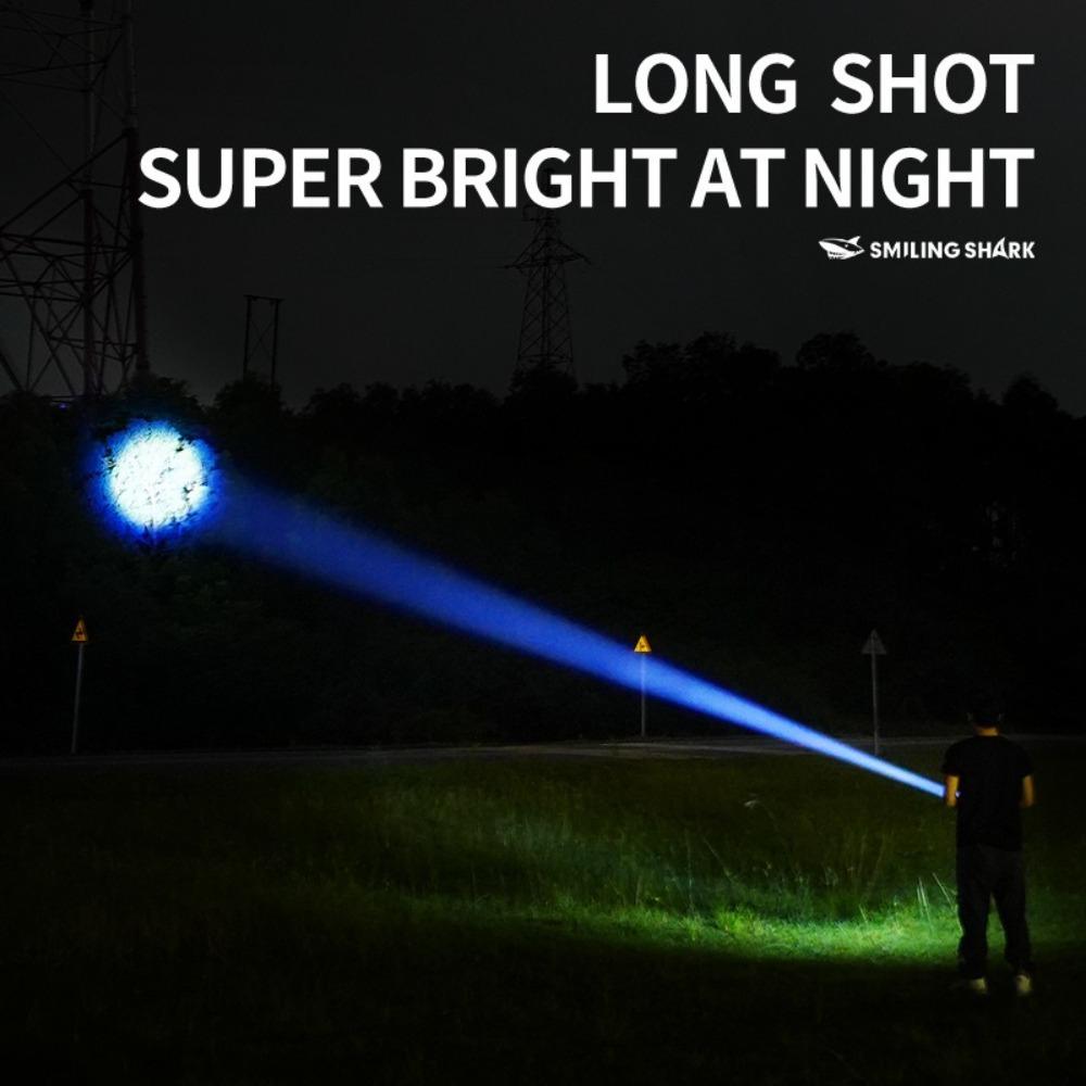 Super Bright LED Flashlight with COB Side Light Digital Display Zoomable Torch with Hook for Outdoor Camping Hiking Fishing Climbing