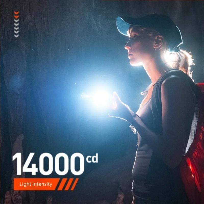 High Powerful Mini LED Zoomable Flashlight 6 Modes Rechargeable Torch with Red&White COB Lights for Camping Hiking Repairs