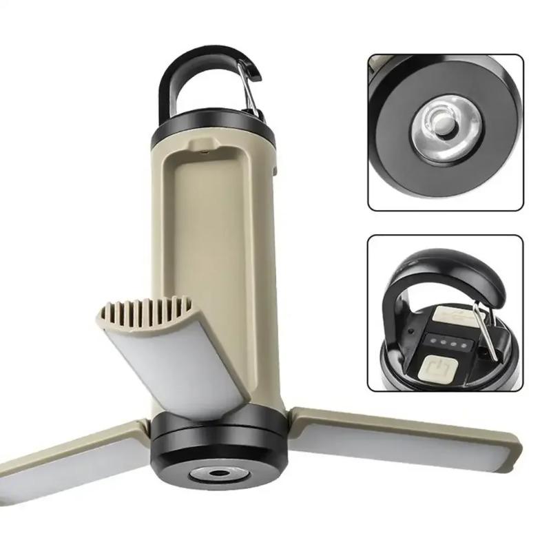 Ultra Bright LED Camping Light with Battery Level Display 6 Lighting Modes Foldable Three-leaf Camping Lamp with Hook for Outdoor Camping Reading Working Fishing