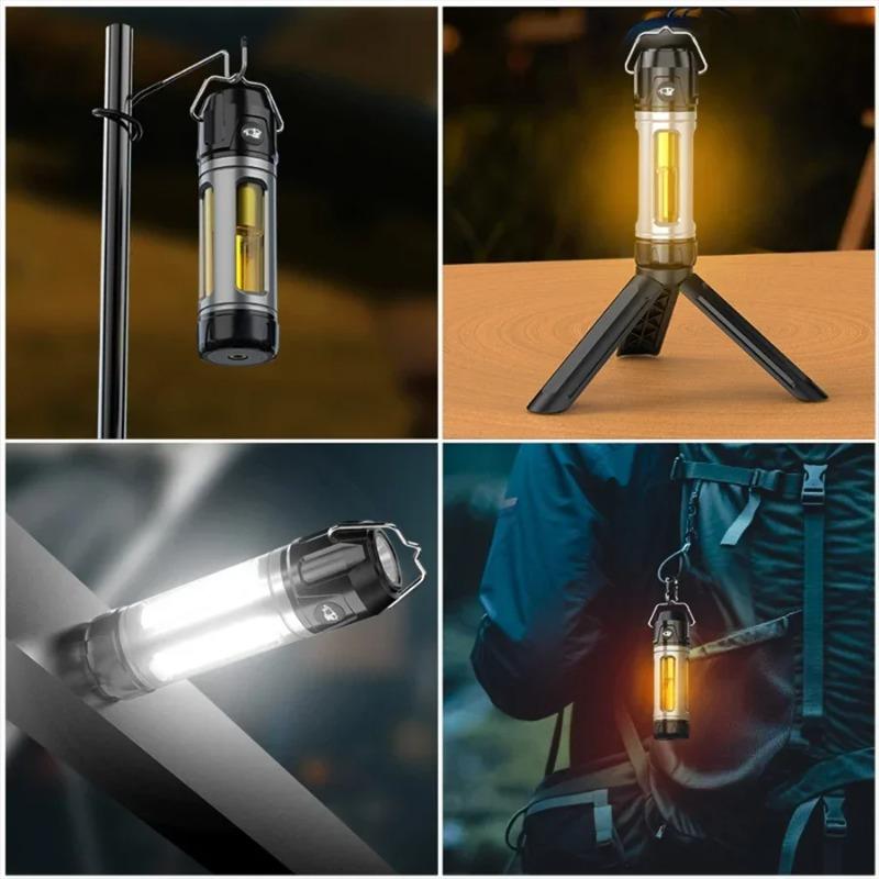 Multifunction Portable Camping Light with Hook Rechargeable Waterproof Camping Lamp with Warm&Cool Light for Outdoor Camping Tent Emergency Hiking