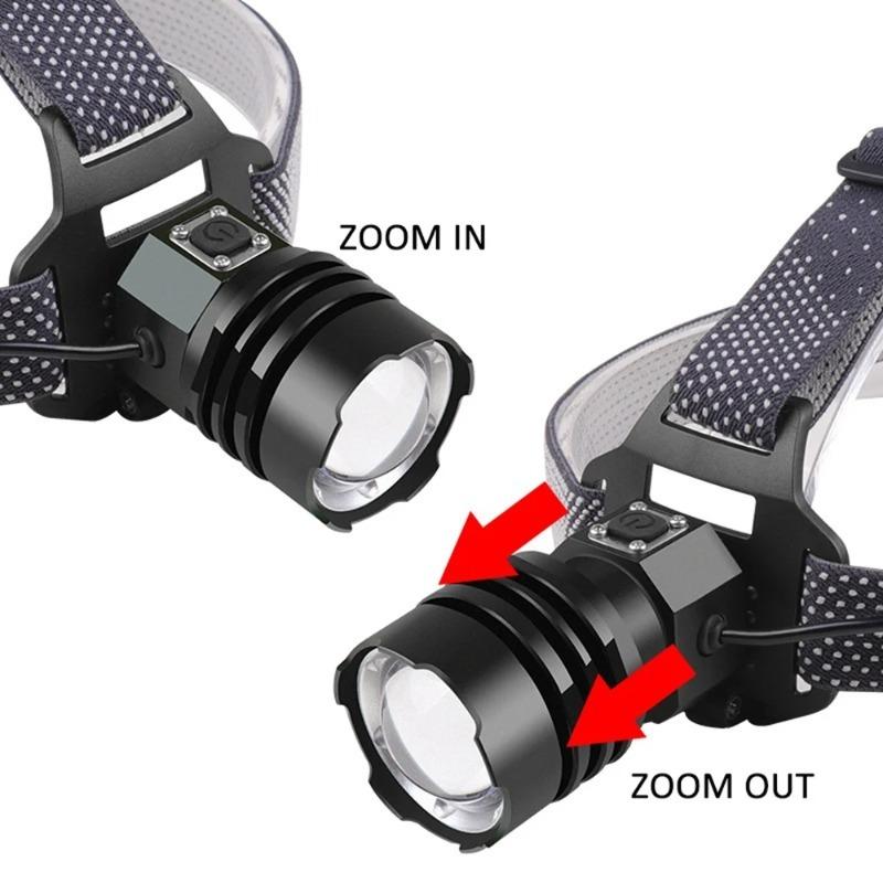Super Bright LED Zoomable Headlight Usb Charge Waterproof Headlamp with 90° Adjustable for Outdoor Camping Running Cycling Repair
