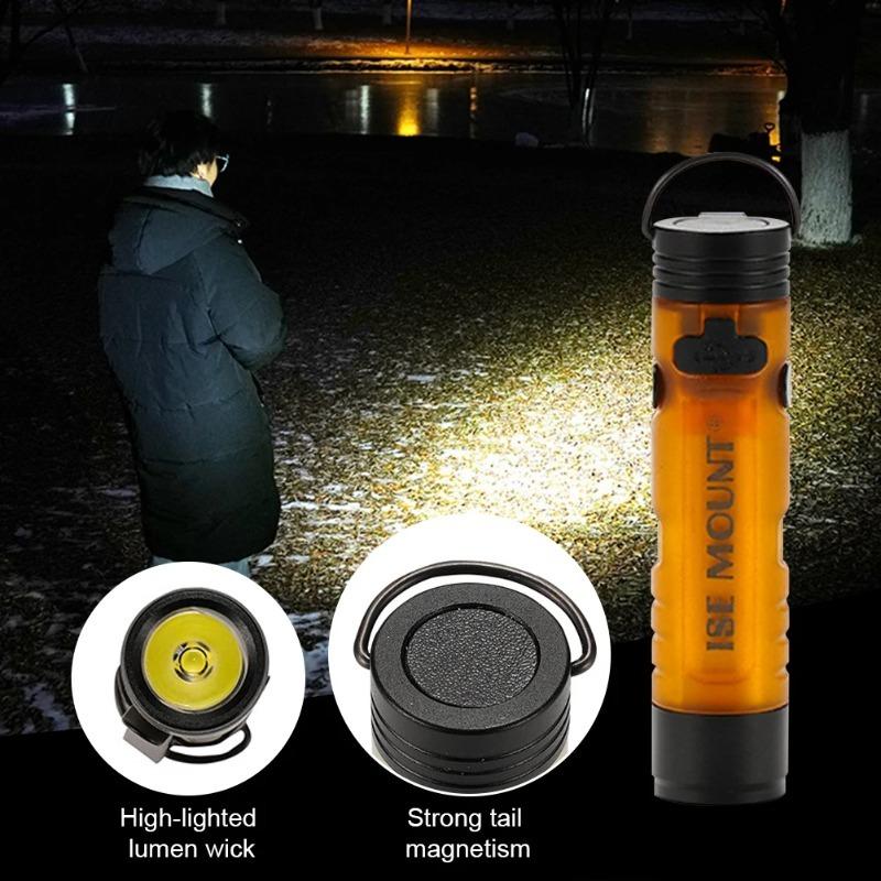 Ultra-bright Mini LED Flashlight with COB Side Light Multifunctional USB Charging Torch with Hook&clip for Outdoor Camping Dog Walking Hiking Portable lighting