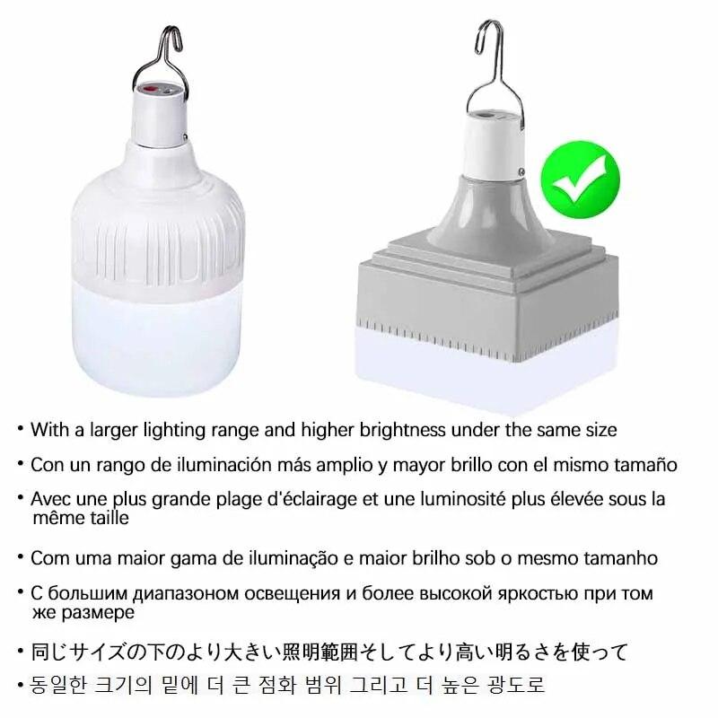 Outdoor Ultra Bright LED Camping Light with Hook 3 Lighting Modes Bulb Handheld Light for Camping Reading Work Portable Lighting