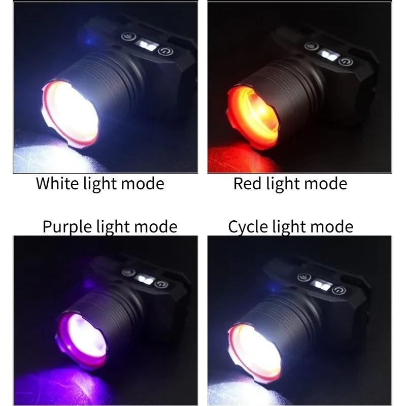 Ultra Bright LED Zoomable Flashlight Rechargeable 4 Lighting Modes Wave Sensor Torch with Battery Level Display for Outdoor Camping Fishing Cycling