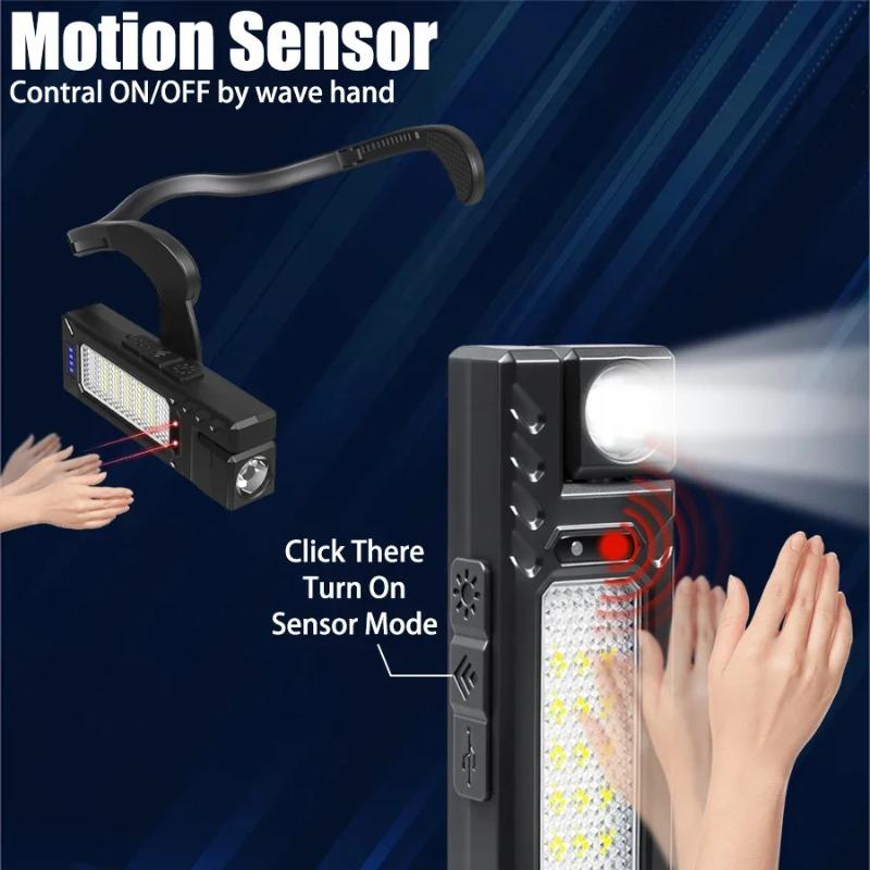 Super Bright LED Ear Clip Headlight 7 Lighting Modes Rechargeable Waterproof Ear Clip Headlamp with Red/Blue COB Side Light for Outdoor Fishing Hiking Running Cycling