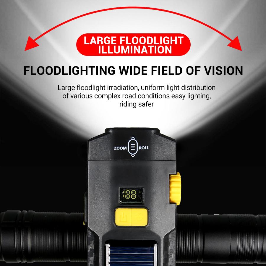 Super Bright Bicycle Front Light USB/Solar Rechargeable Highlight Mtb Road Bike Headlight Night Riding Warning Lamp Cycling Light