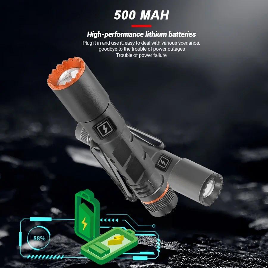 Ultra Bright LED Alloy Flashlight USB charing Waterproof Zoom Torch with Cap Clip for outdoor camping hiking fishing night cycling