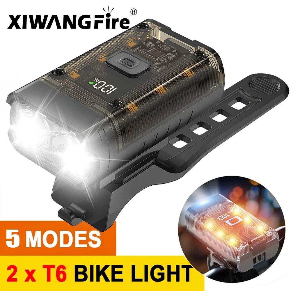 Super Bright Bicycle Front Light USB/Solar Rechargeable Highlight Mtb Road Bike Headlight Night Riding Warning Lamp Cycling Light