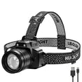 Ultra Bright LED Rotary Zoom Headlight 6 Lighting Modes Induction Waterproof Headlamp with red&blue COB light for Hiking Fishing Repair