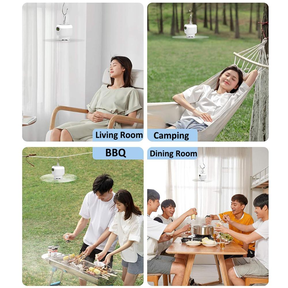 Powerful Ceiling Fan Portable Camping Tent Ceiling Canopy Fan Rechargeable Wireless Fan Air Circulators with Remote Control Light