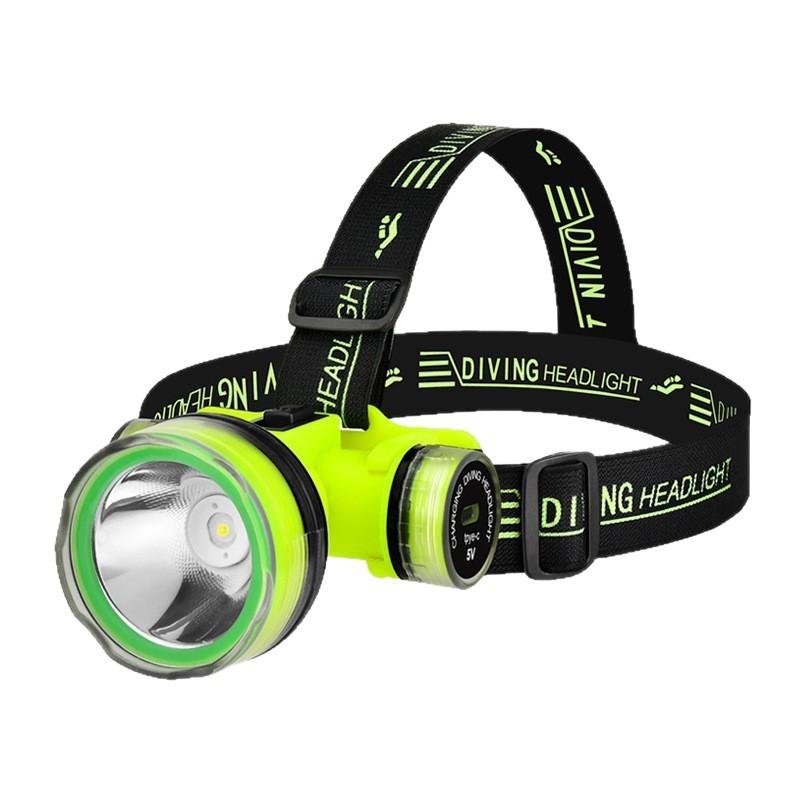 Super Bright LED Diving Headlight Type-c Charging Underwater IPX8 Waterproof Headlamp with 90° Adjustable for Diving Fishing Photography