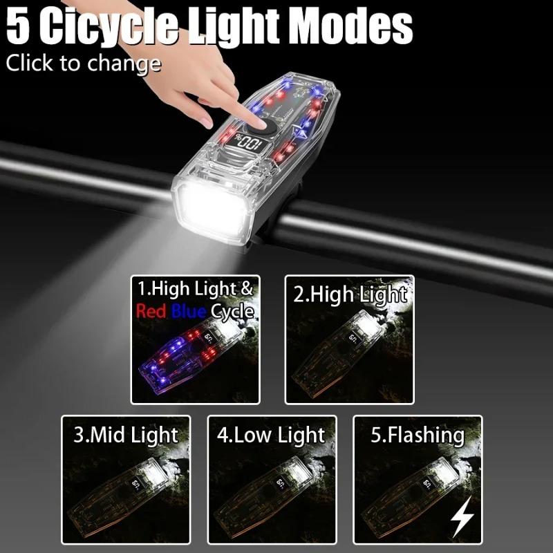 Super Bright LED Rechargeable Bicycle Light Bicycle Tail Light Set with Red/Blue Warning for night cycling safety