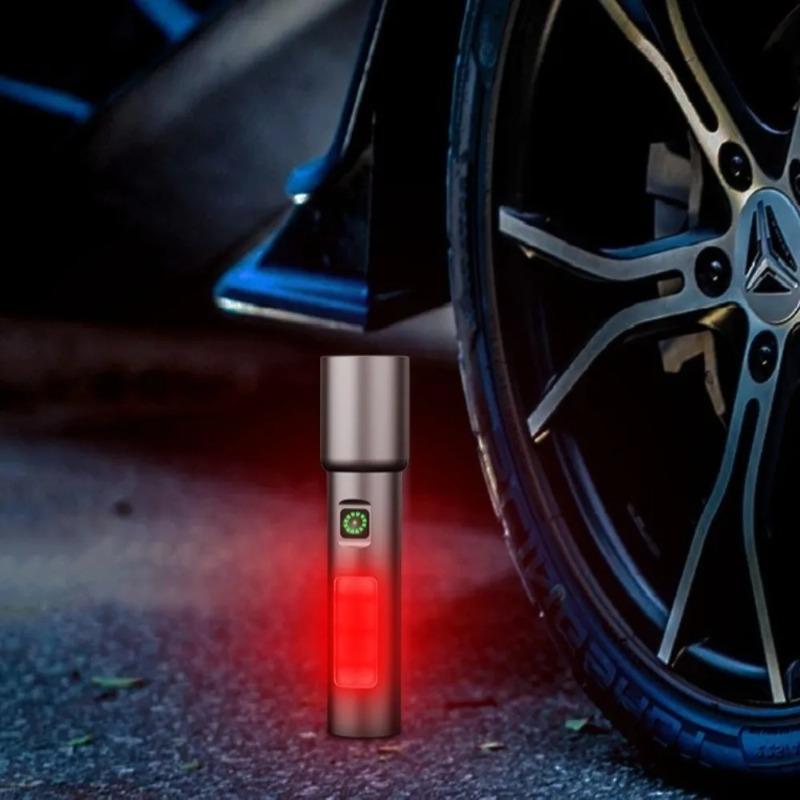 High Powerful Mini LED Zoomable Flashlight 6 Modes Rechargeable Torch with Red&White COB Lights for Camping Hiking Repairs