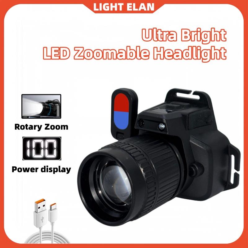 Ultra Bright LED Rotary Zoom Headlight 6 Lighting Modes Induction Waterproof Headlamp with red&blue COB light for Hiking Fishing Repair
