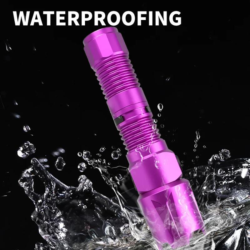 UV Zoomable Aluminum Alloy Flashlight 3 Lighting Modes Camping Ultraviolet Torch with Cap Clip for Pet Stacks Fluorescent Detection