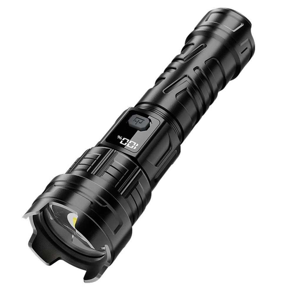 Super Bright Powerful LED Flashlight USB charging zoomable Torch with power display for outdoor camping hiking fishing picnic