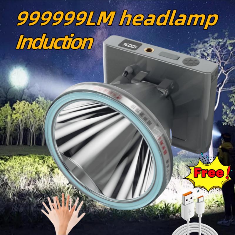 Super Bright LED Induction Headlight Knob Infinitely Dimmable Fixed Focus Headlamp Long Endurance Fishing Light Is Used for Outdoor Camping, Fishing, Hiking, Exploration, Cycling