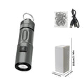 Super Bright LED USB Rechargeable Flashlight 6 Lighting Modes Zoomable Keychain Torch with Hook for Camping Hiking Night Fishing Climbing