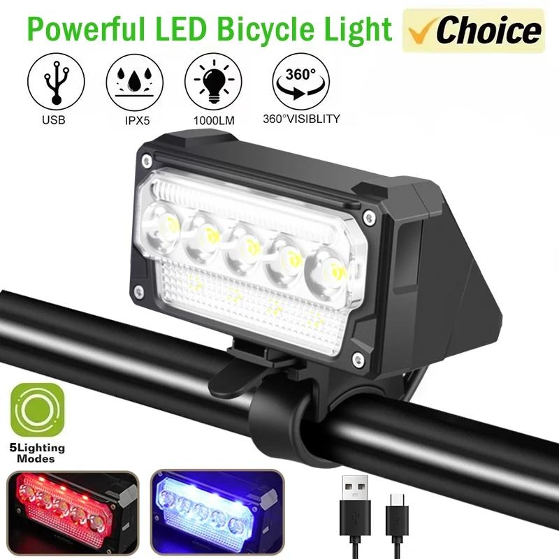 T6 LED Bike Front Light Bicycle Headlight Rechargeable Bright MTB Road Bike Head Lamp LED Cycling Flashlight for Night Riding