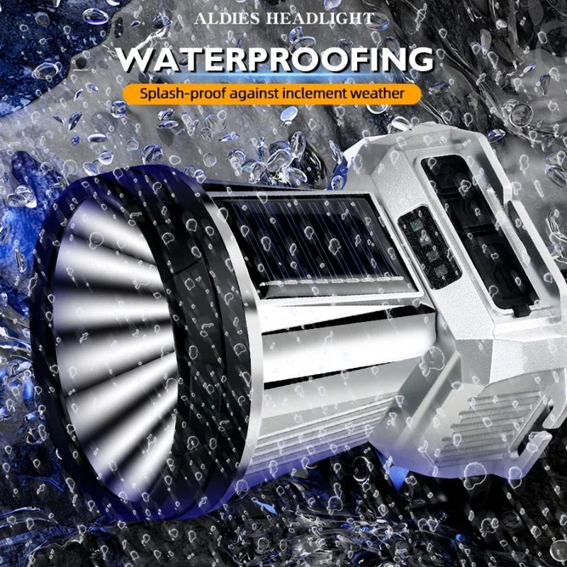 (10 Years Warranty) Ultra Bright LED Induction Headlight 6 Lighting Modes Solar Rechargeable Headlamp with Power Display for Fishing Cycling Mountaineering Adventuring