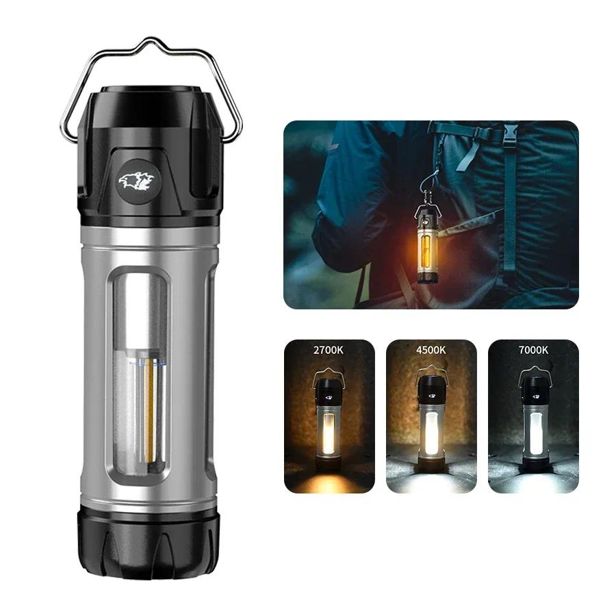 Multifunction Portable Camping Light with Hook Rechargeable Waterproof Camping Lamp with Warm&Cool Light for Outdoor Camping Tent Emergency Hiking