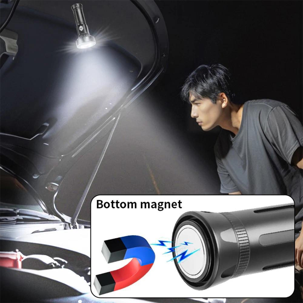 ultra bright LED Flashlight with power display USB Rechargeable Aluminum alloy Torch With COB Side Light for outdoor camping hiking fishing picnic