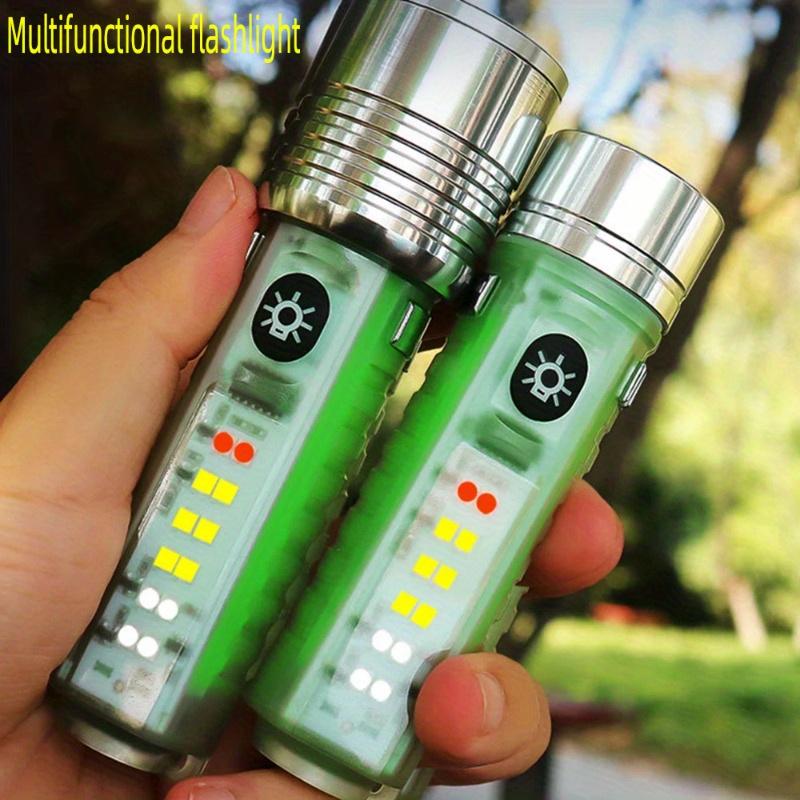 Super Bright Mini LED Flashlight USB Rechargeable Fluorescent Function Purple Light Torch for Outdoor Camping Hiking Fishing