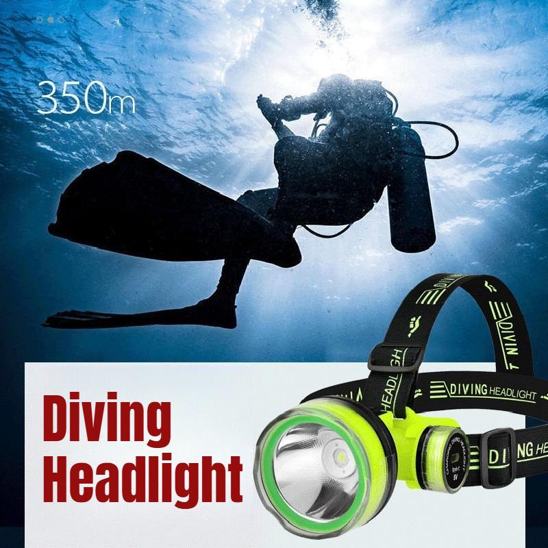 Super Bright LED Diving Headlight Type-c Charging Underwater IPX8 Waterproof Headlamp with 90° Adjustable for Diving Fishing Photography