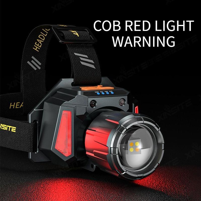 (COD) Rechargeable Headlamp 90° Adjustable Zoomable LED Headlight with COB Side Light for Outdoor Camping Hiking Fishing Cycling