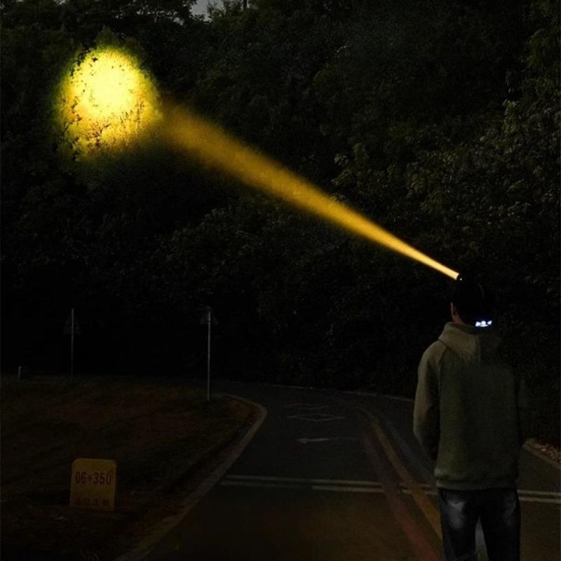 (COD) Rechargeable Headlamp 90° Adjustable Zoomable LED Headlight with COB Side Light for Outdoor Camping Hiking Fishing Cycling