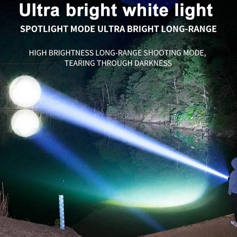 Ultra Bright LED Zoomable Flashlight 5 Lighting Modes Rechargeable Waterproof Torch for Camping Mountaineering Hiking