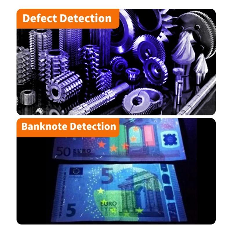 UV Zoomable Aluminum Alloy Flashlight 3 Lighting Modes Camping Ultraviolet Torch with Cap Clip for Pet Stacks Fluorescent Detection