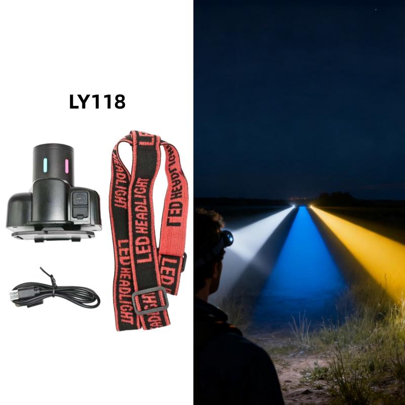 Super Bright LED Headlamp Zoomable White/yellow/blue/red Rechargeable Headlight Suitable for Outdoor Fishing Camping