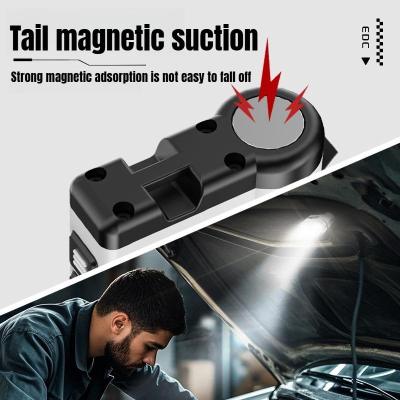 Super Bright LED Flashlight with Hat Clip 8 Lighting Modes EDC Torch with Power Display Multifunctional Work Light with Red&blue COB Light for Camping Dog Walking Working