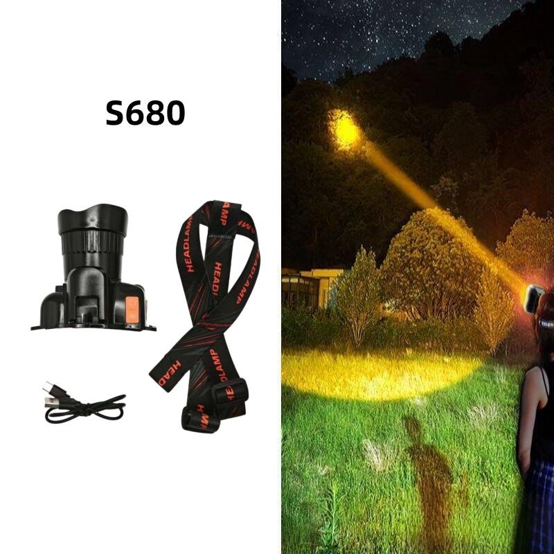 Super Bright LED Headlamp Zoomable White/yellow/blue/red Rechargeable Headlight Suitable for Outdoor Fishing Camping