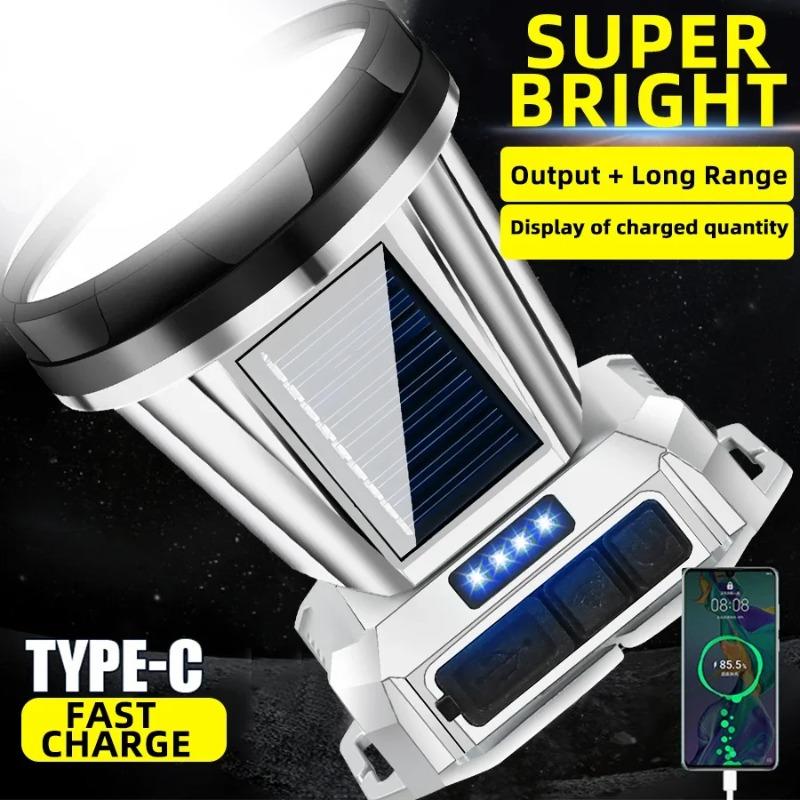 (10 Years Warranty) Ultra Bright LED Induction Headlight 6 Lighting Modes Solar Rechargeable Headlamp with Power Display for Fishing Cycling Mountaineering Adventuring