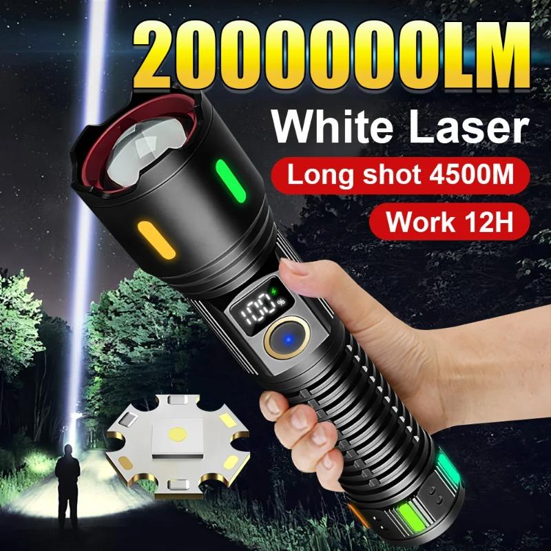 Ultra Bright LED Zoomable Flashlight 5 Lighting Modes Rechargeable Torch with COB Side Light for Hiking Fishing Maintenance