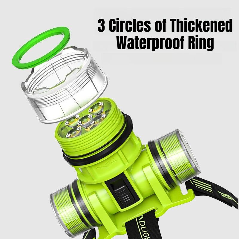Super Bright LED Diving Headlight Type-c Charging Underwater IPX8 Waterproof Headlamp with 90° Adjustable for Diving Fishing Photography