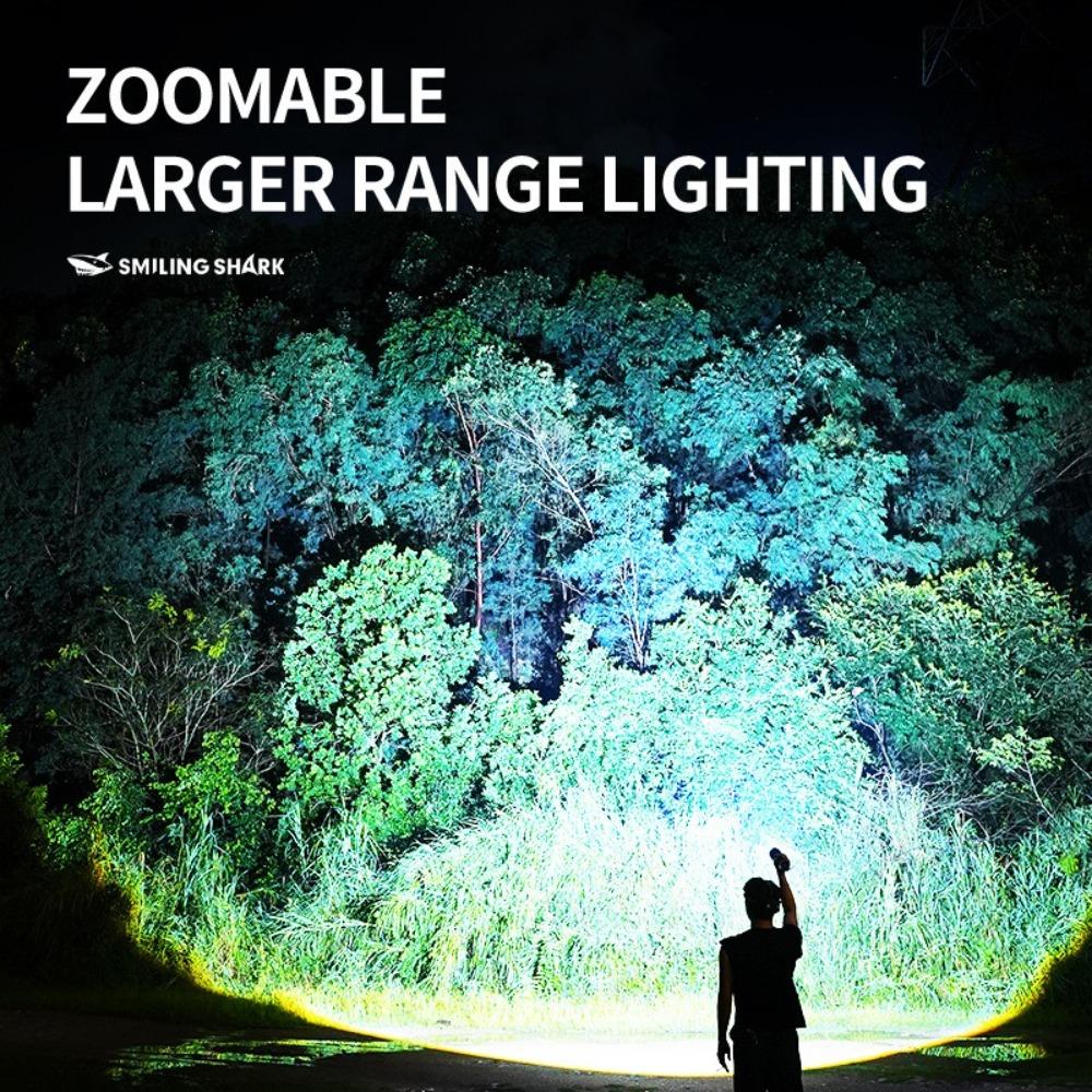 Super Bright LED Flashlight with COB Side Light Digital Display Zoomable Torch with Hook for Outdoor Camping Hiking Fishing Climbing