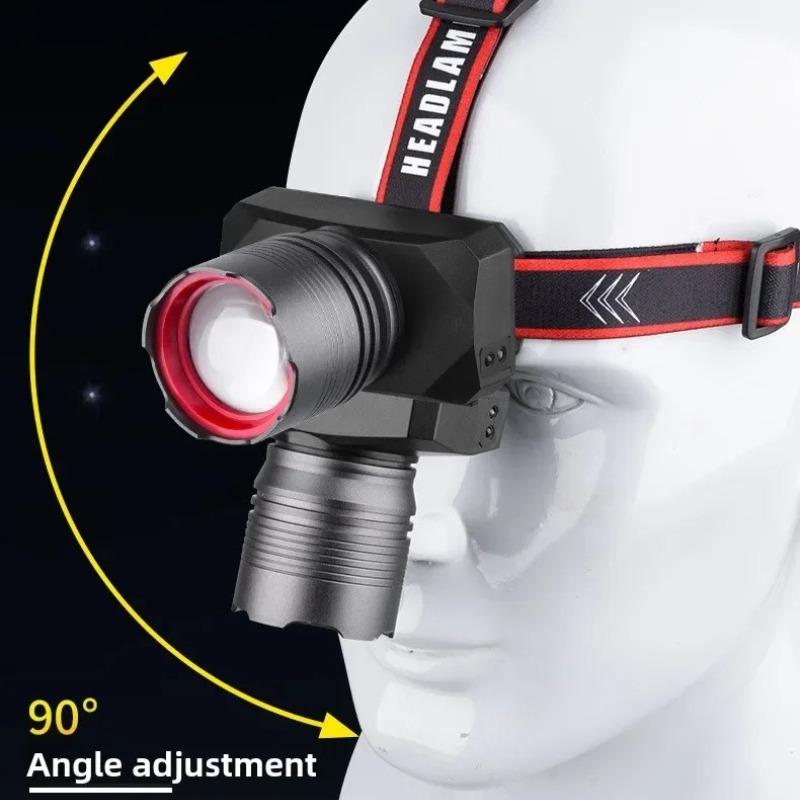 Ultra Bright LED Zoomable Flashlight Rechargeable 4 Lighting Modes Wave Sensor Torch with Battery Level Display for Outdoor Camping Fishing Cycling