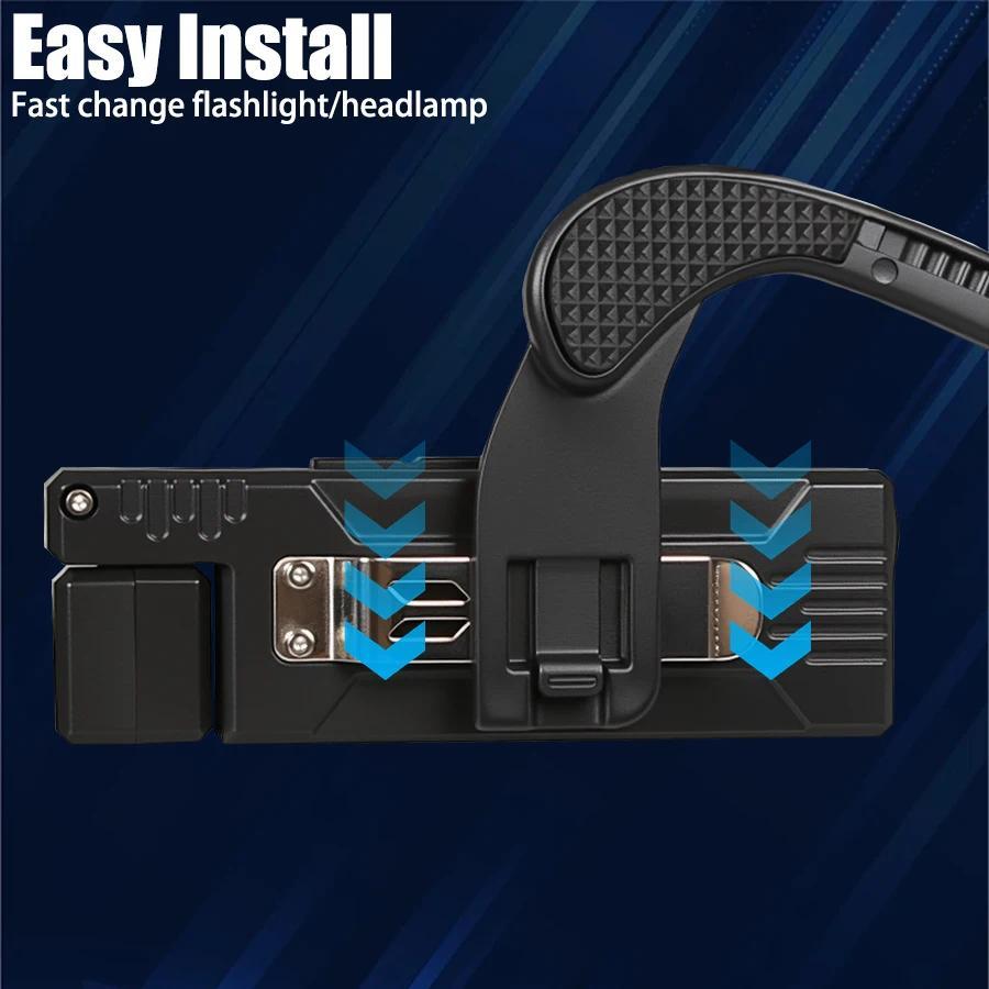 Super Bright LED Ear Clip Headlight 7 Lighting Modes Rechargeable Waterproof Ear Clip Headlamp with Red/Blue COB Side Light for Outdoor Fishing Hiking Running Cycling