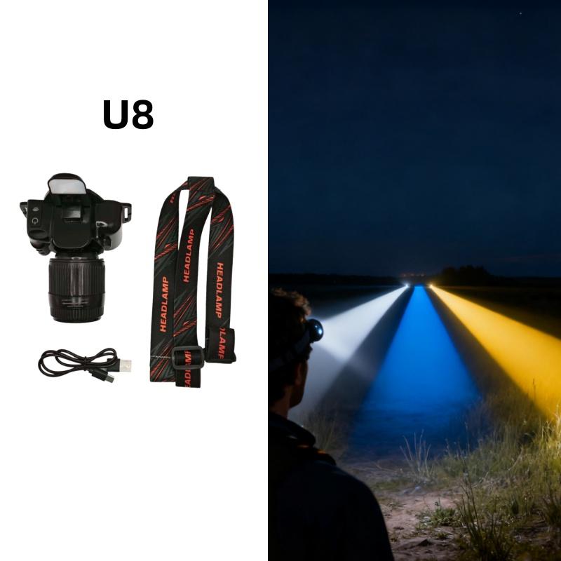 Super Bright LED Headlamp Zoomable White/yellow/blue/red Rechargeable Headlight Suitable for Outdoor Fishing Camping