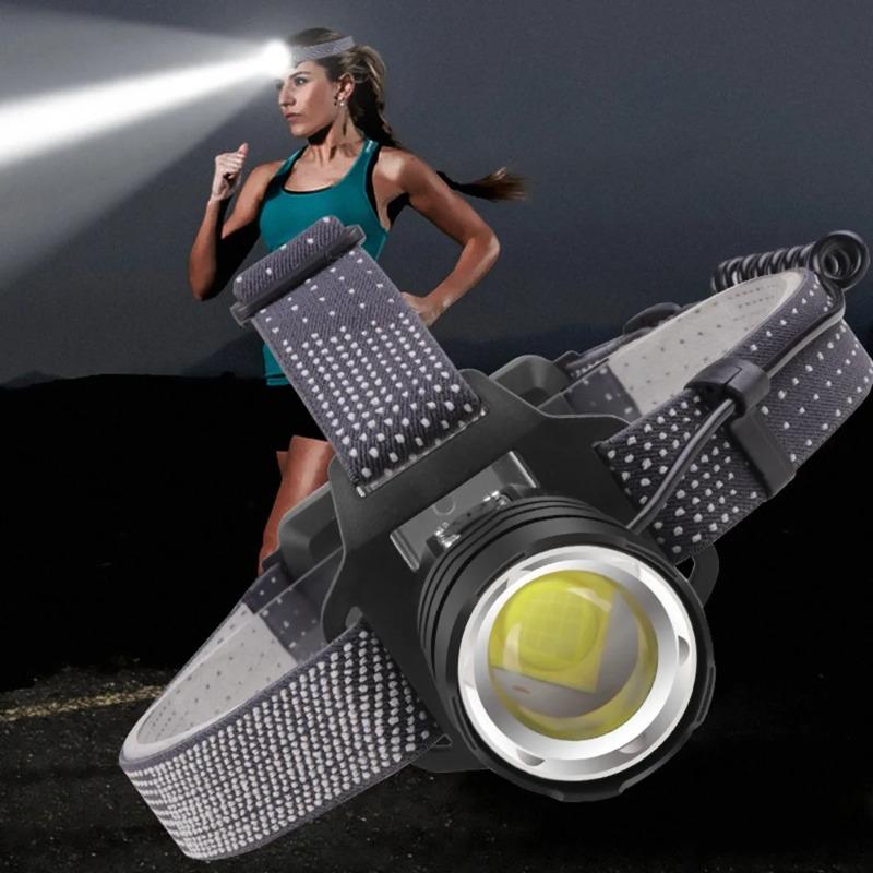 Super Bright LED Zoomable Headlight Usb Charge Waterproof Headlamp with 90° Adjustable for Outdoor Camping Running Cycling Repair