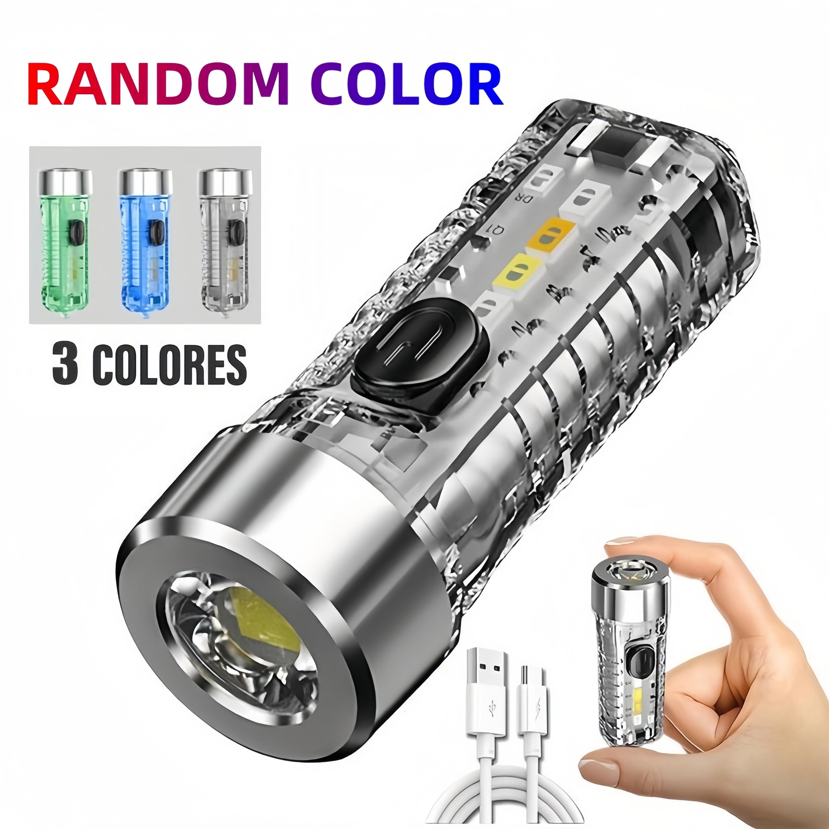 Super Bright Mini LED Flashlight USB Rechargeable Fluorescent Function Purple Light Torch for Outdoor Camping Hiking Fishing