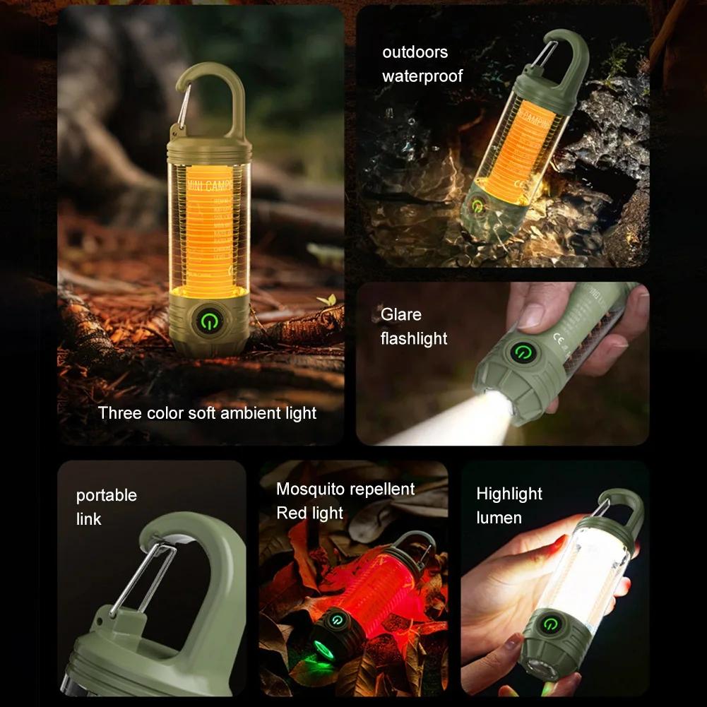 LED Retro Camping Light Type-C Charging Emergency Flashlight Outdoor Lighting Camp Atmosphere Hanging Light