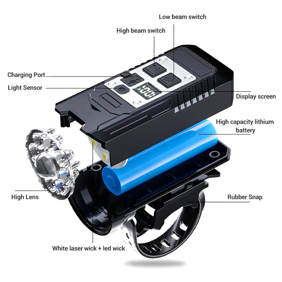 LED Bicycle Front Light Type-C Rechargeable Bicycle Headlight Road Bike Headlamp Easy Install Cycling Accessories Night Riding