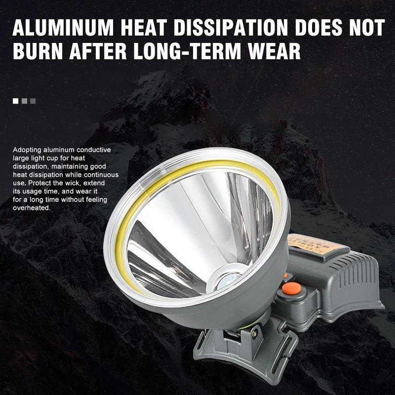 Super Bright LED Aluminum Headlight Rechargeable Waterproof Headlamp with Blue&Yellow Light for Camping Camping Adventure Hiking