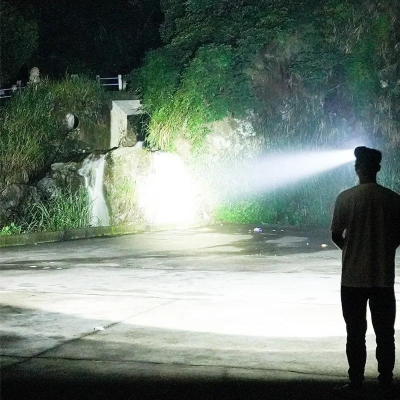 Super Bright LED Rechargeable Headlight 4 Light Sources Zoomable Induction Headlamp with Power Display for Fishing Camping Hiking Cycling